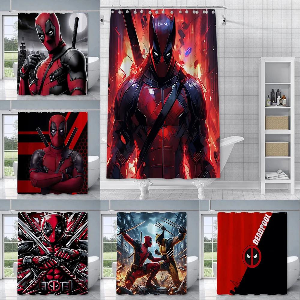 Anime Deadpools Shower Curtain Waterproof Polyester Fabric Paint Colorful Bath Curtains Home Bathroom Decor Curtain With Hook