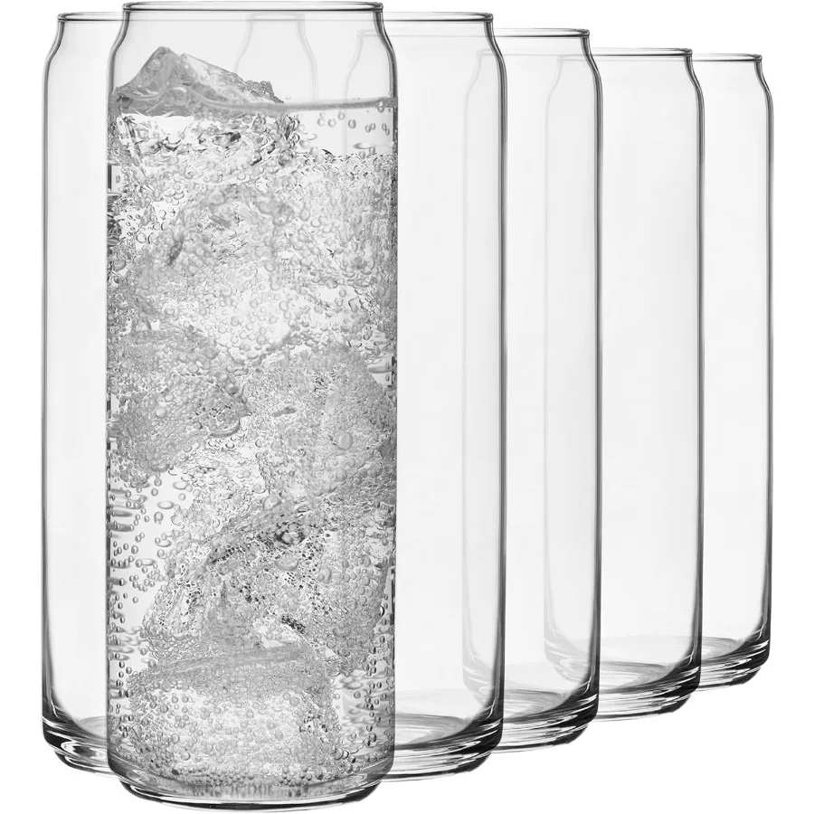 

Classic Slim Beer Can Glasses 12.5 oz Tall Drinking Glasses Set of 6 for Home Bar Use SpaceSaving Design with Elegant Thin Glas