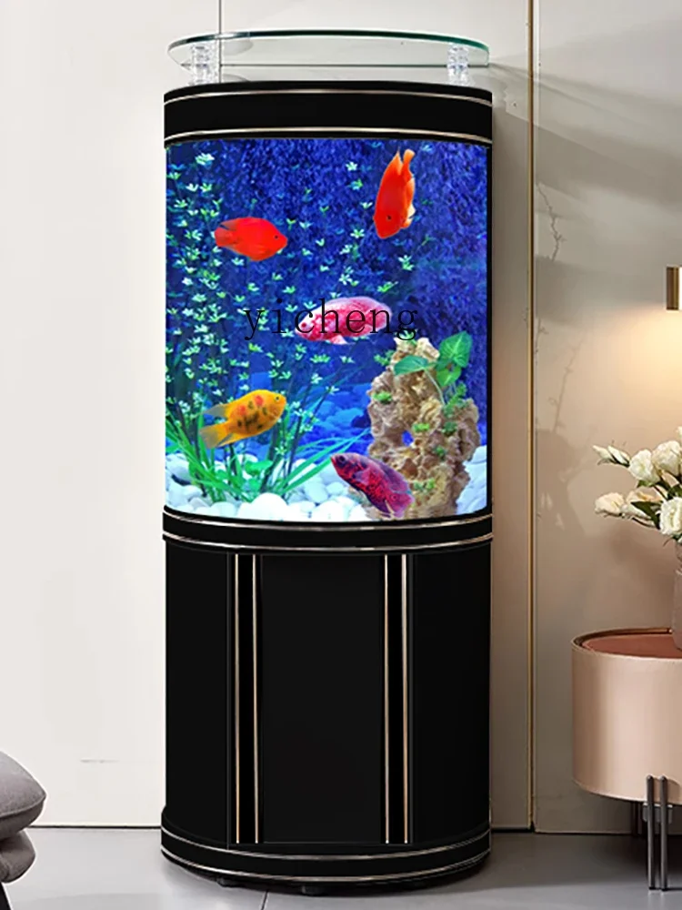 ZZk Semicircle Bottom Filter Fish Globe Floor Type Medium Size Living Room Home Change Water Aquarium