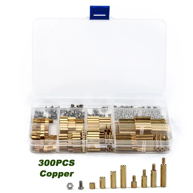 

300Pcs M3 Hexagonal Copper Standoff for PCB Circuit Boards and Computer Motherboards Threaded Support Pillars Screw Bolt