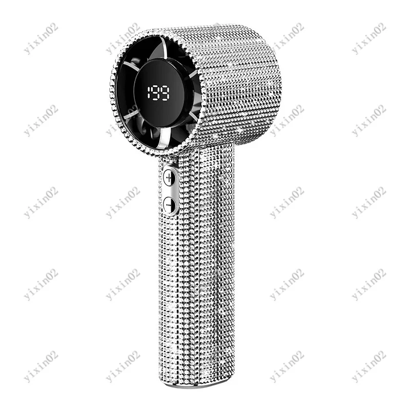 

Rhinestone Handheld Fan Digital Display High Speed Portable Outdoor Fan