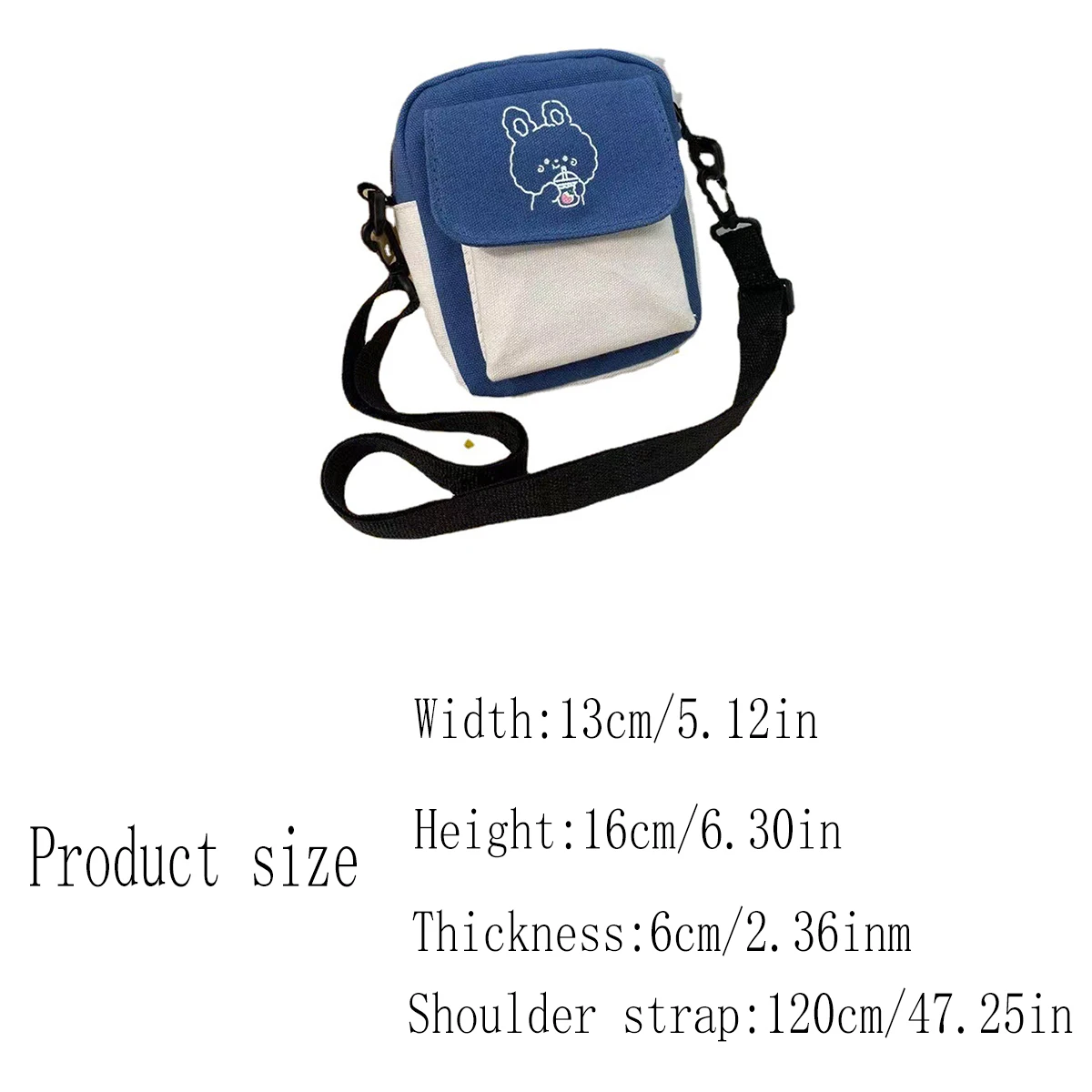 Cute shoulder bag, small capacity casual canvas bag, Xiaoqing new crossbody bag, daily phone bag