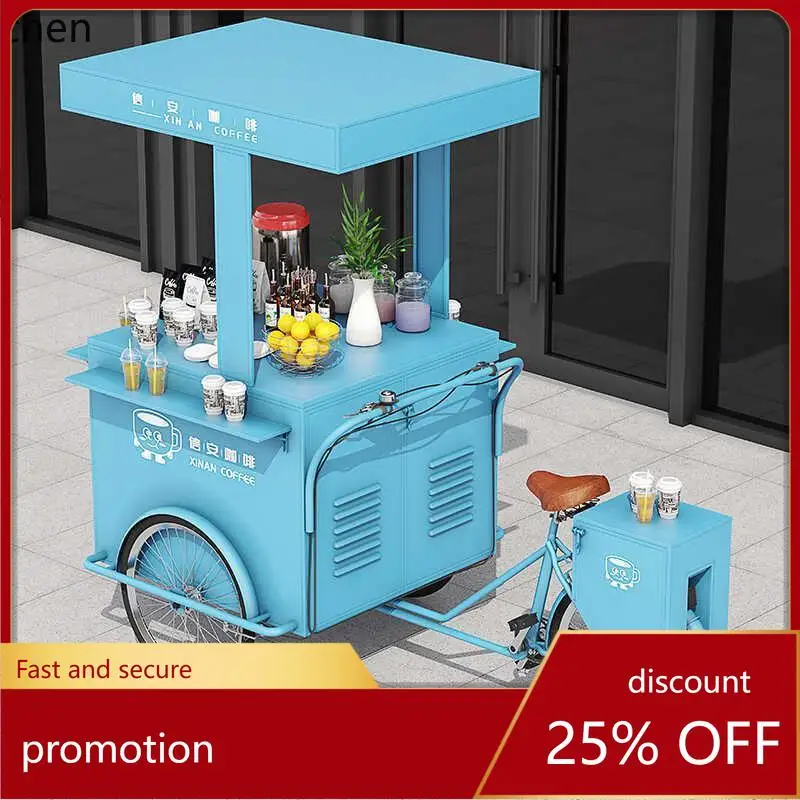 

HT Mobile Coffee Cart Multifunctional Sales Car Decorations Reverse Ride Stall Outdoor Milk Tea Ice Cream Three Direct Sales