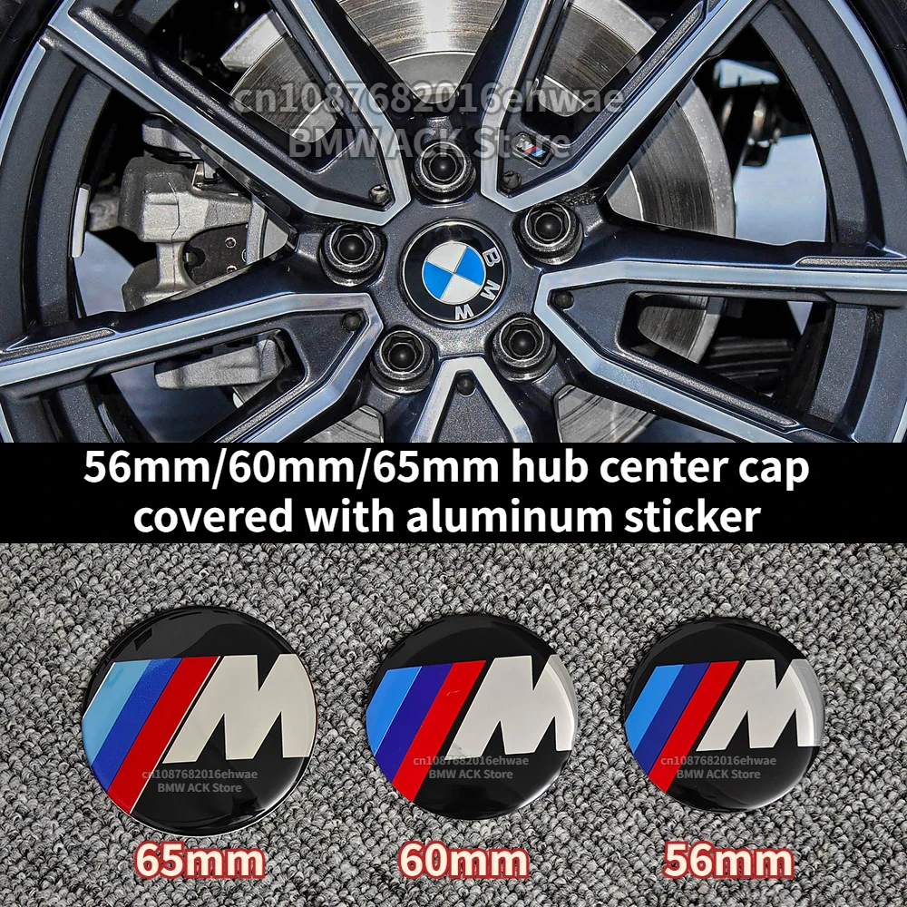 

4pcs 56mm 60mm 65mm Suitable for BMW Car Wheel Hub Center Cap Aluminum Sticker F30 E46 E39 F10 E87 E90 E92 E60 G20 Accessories