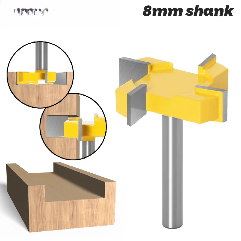 Shank 4 Edge T Type Slotting Cutter Woodworking Tool Router Bits For Wood Industrial Grade Milling Cutter