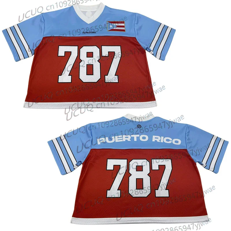 New Arrival Puerto Rico 787 Football Jersey Unisex Jersey Fashion Y2k V-neck Unisex Top Summer Oversize Men's Women Sport Tshirt