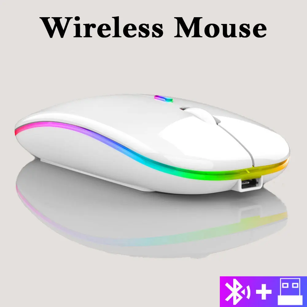 Hot Wireless Bluetooth Mouse 2.4GHz Dual Modes Rechargeable Mice RGB Ergonomic Silent Click Mouse for PC iPad Laptop