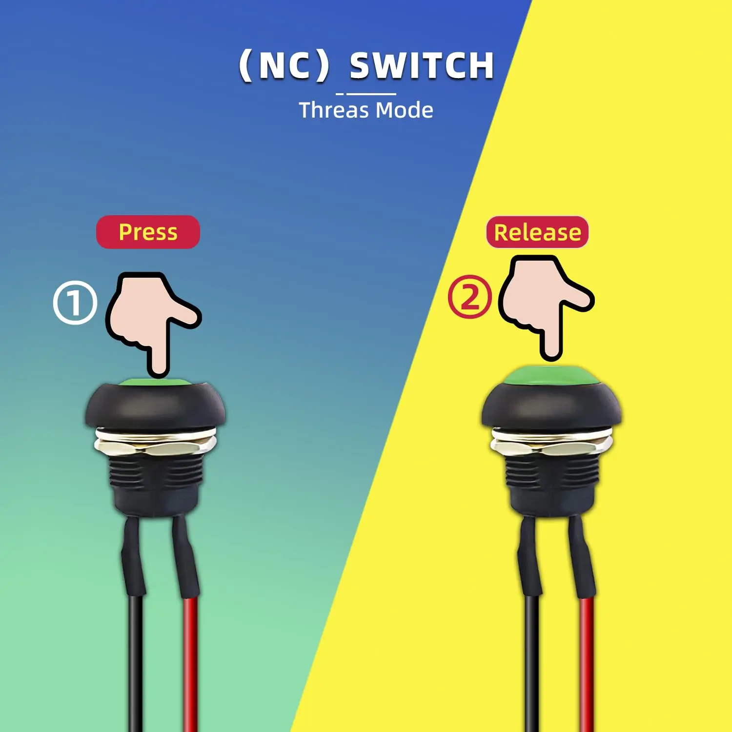 5 قطعة مفتاح بـزر دفع مؤقت 12 مللي متر مفتاح إعادة ضبط ذاتي مقاوم للماء مع أسلاك ملحومة مسبقًا PBS-33B-BK-X