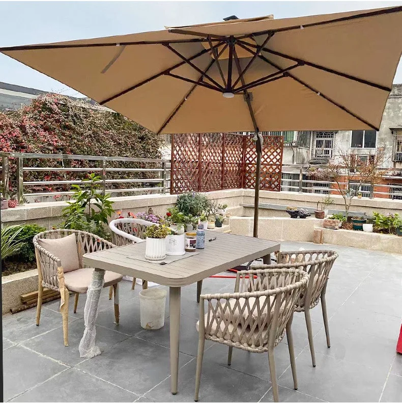 Aluminum Outdoor Dining Table - Waterproof Rust-Proof For Patio Backyard Family Meals