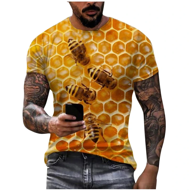 New Fashion Honey Bee 3D Print Funny T Shirts Men\'s And Women\'s Clothing Summer Short Sleeve T-Shirt Unisex Streetwear Tops Tees