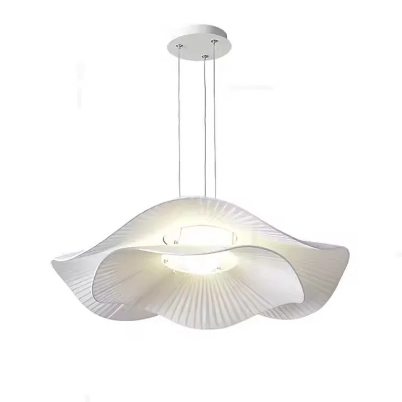 White Art Pleated Petal Chandelier Nordic French Chandelier Light Emitting Diode Ceiling Chandelier Living Room Dining Room