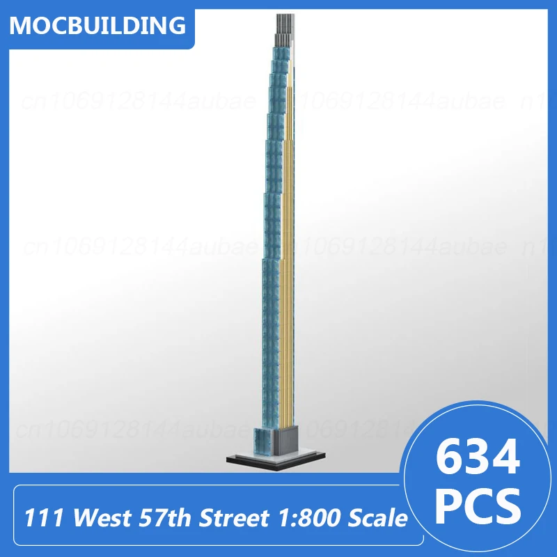 111 West 57th Street 1:800 scala Steinway Tower Architecture Model Moc Building Blocks fai da te assemblare mattoni regali giocattolo di natale 634 pezzi