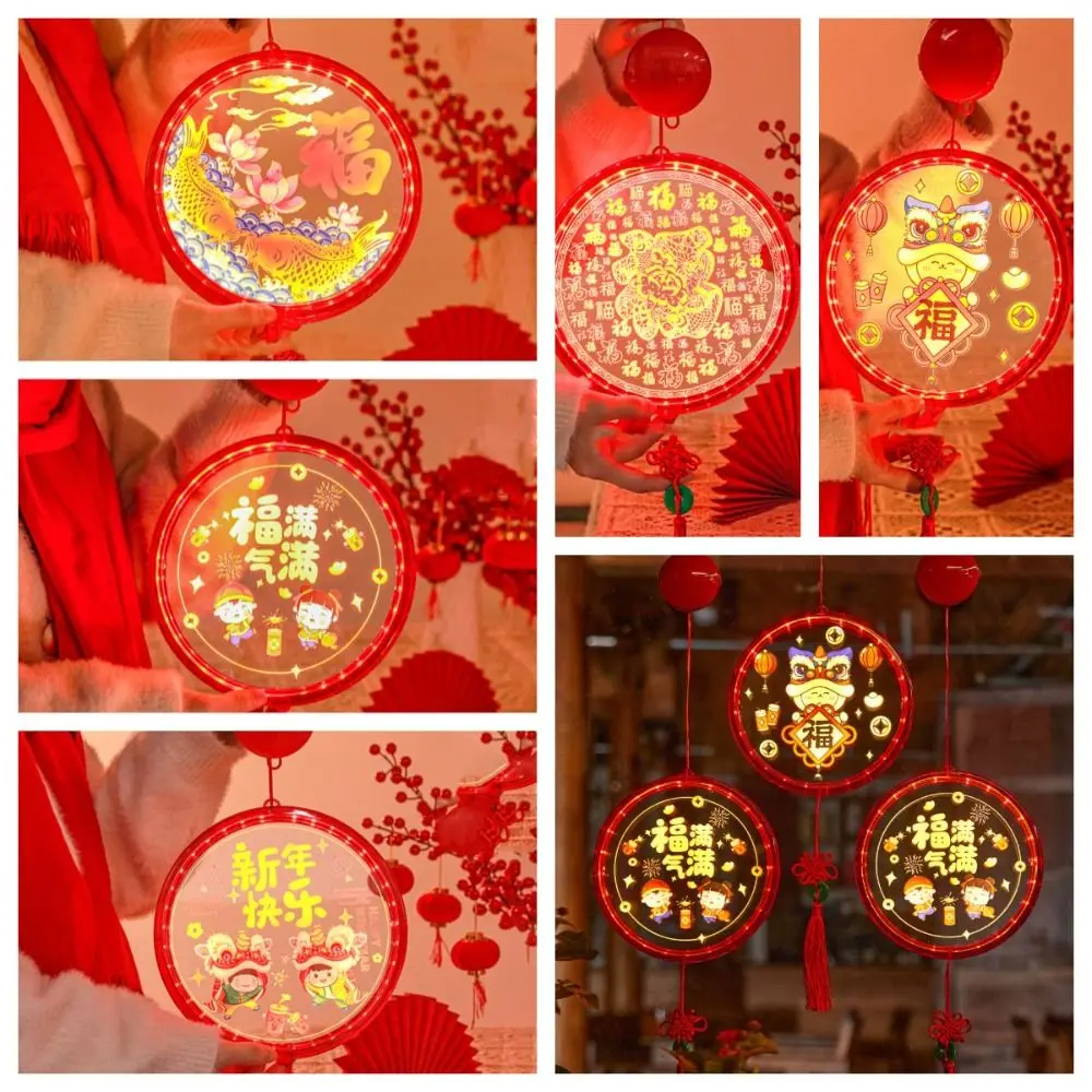 Hanging New Year 3D Sucker Lamp Glowing Fuzi New Year Suction Cup Lamp Good Luck LED Spring Festival Window Lights Home Decor