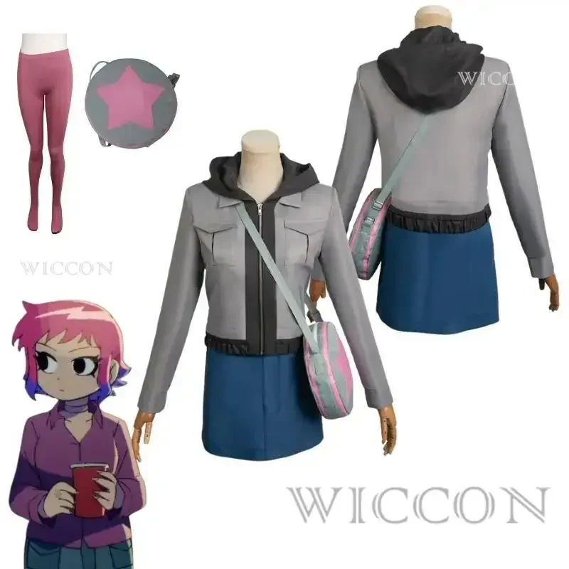 Scott Pilgrim Takes Off Ramona Flowers Cosplay Fantasia Costume Disguise Adult Women Hoodie Skirt Bags Halloween Carnival Suit