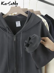 Warm Velvet Zipper Hoodies For Women Long Sleeves Autumn Winter Solid Casual Women's Sweatshirts with pockets Ladies Top Outwear