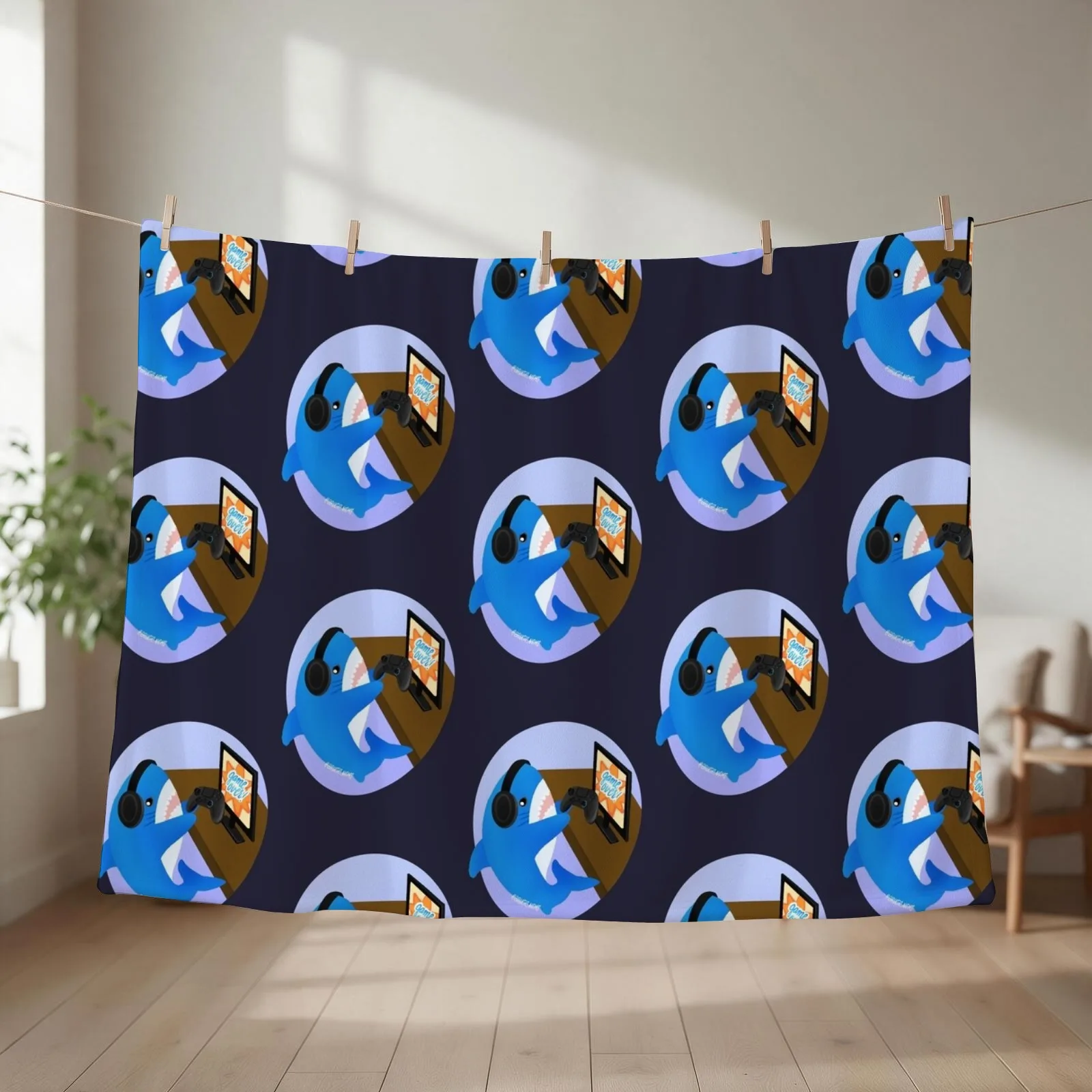 Gamer Blahaj/shark Throw Blanket Thermals For Travel Beautifuls Luxury Thicken Decorative Sofa Blankets