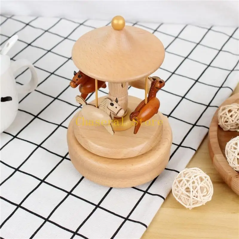 E7CE CLOCKWORK Musical Box Toy Wooden Music Box Music Carousel DECARE DELLA delicata Desktop Decor Regalo per l'anniversario