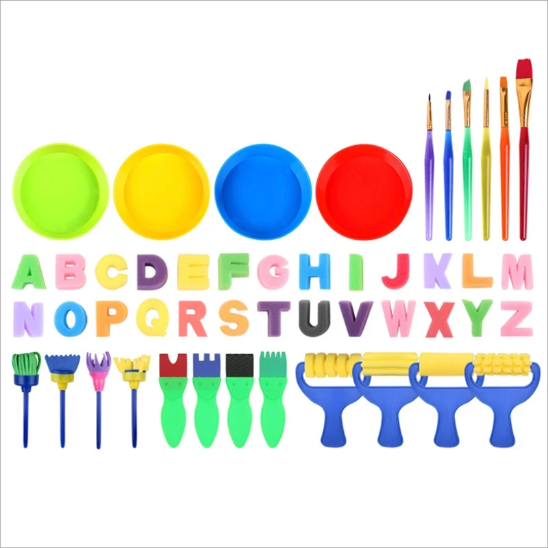 

Children's Art And Craft 48 Piece Sponge Brush Children's Painting Kit Early Diy Learning Including Foam Brush, Art Crafts Brush