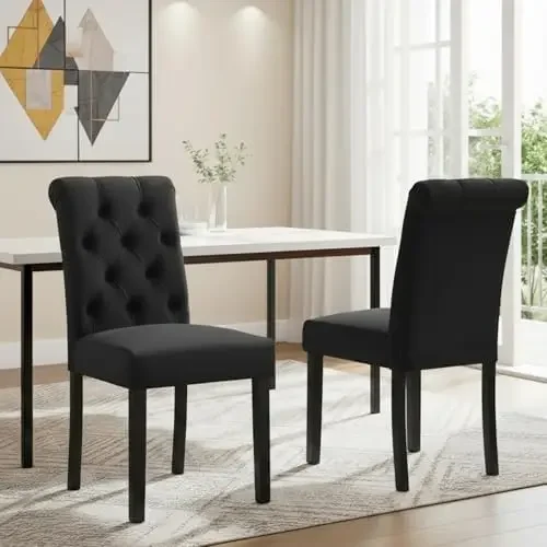 Velvet Dining Chairs Set of 2 Upholstered Dining Room Chairs Modern Tufted Accent Chairs Wooden Parsons Side Chairs for