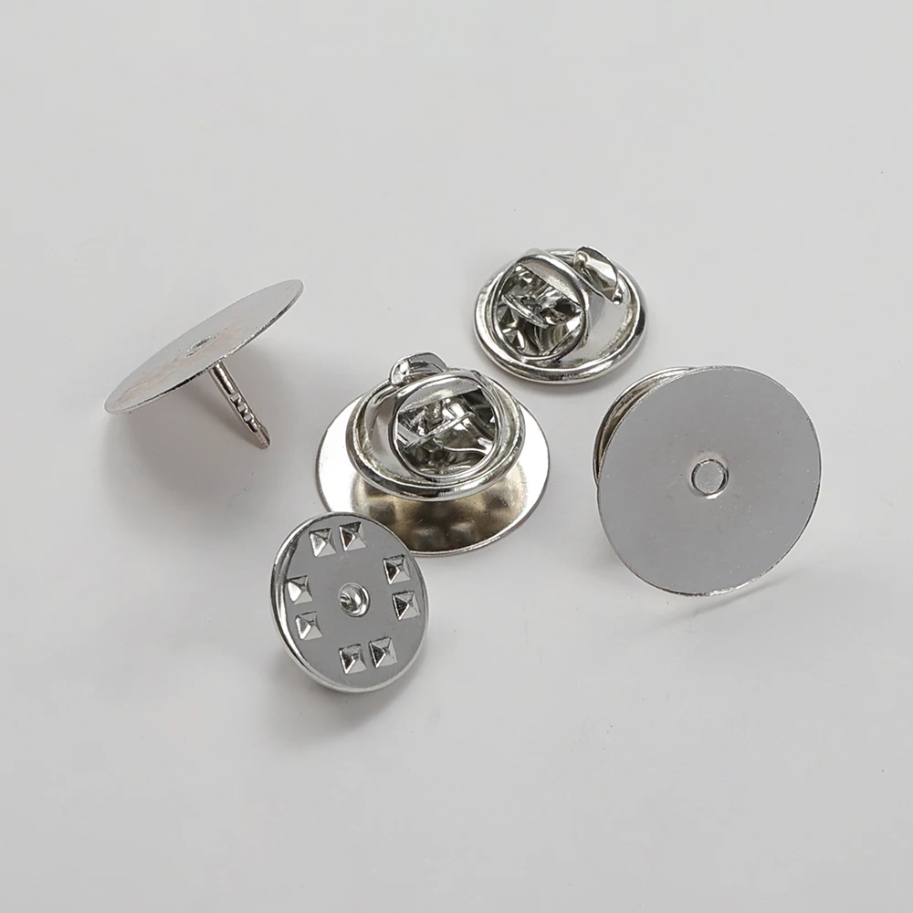 50pcs 10mm Badge Stud Base Pin Clip Holder Butterfly Squeeze Clasp