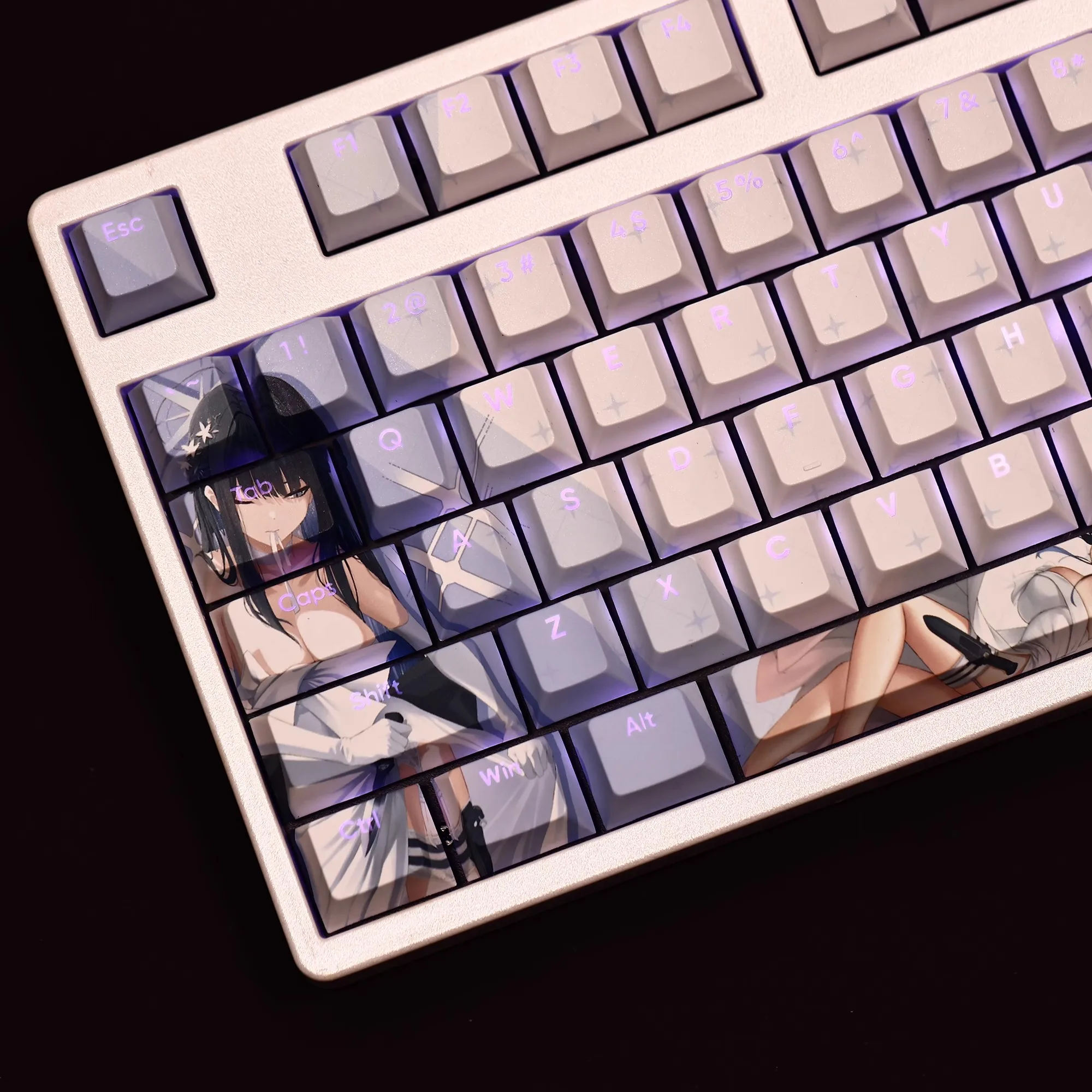 108 Keys/set Blue Archive Saori Dress Version Keycap PBT Backlit Keycaps Cartoon Anime Key Caps For ANSI 61 87 104 108 Keyboards