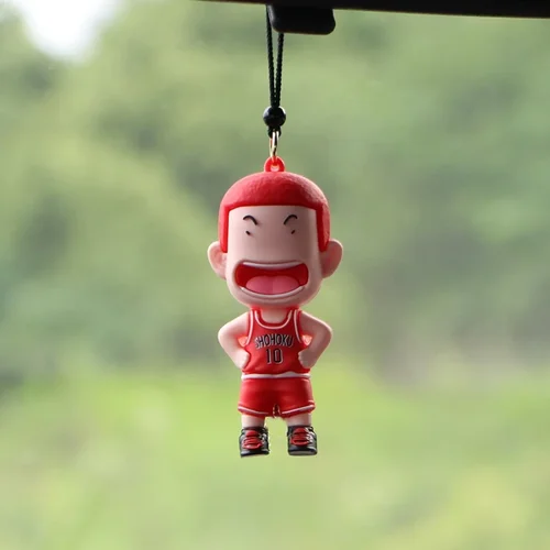 Figuras de película de Anime SLAM DUNK, espejo retrovisor automático, colgante, bonito modelo de baloncesto, decoración, accesorios de adornos de Perfume para coche