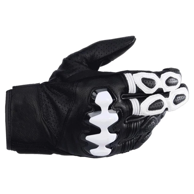 Moto Alpines Celer V3 Black/White Short Sports Motorcycle Motorbike Leather Racing Touch Screen Gloves