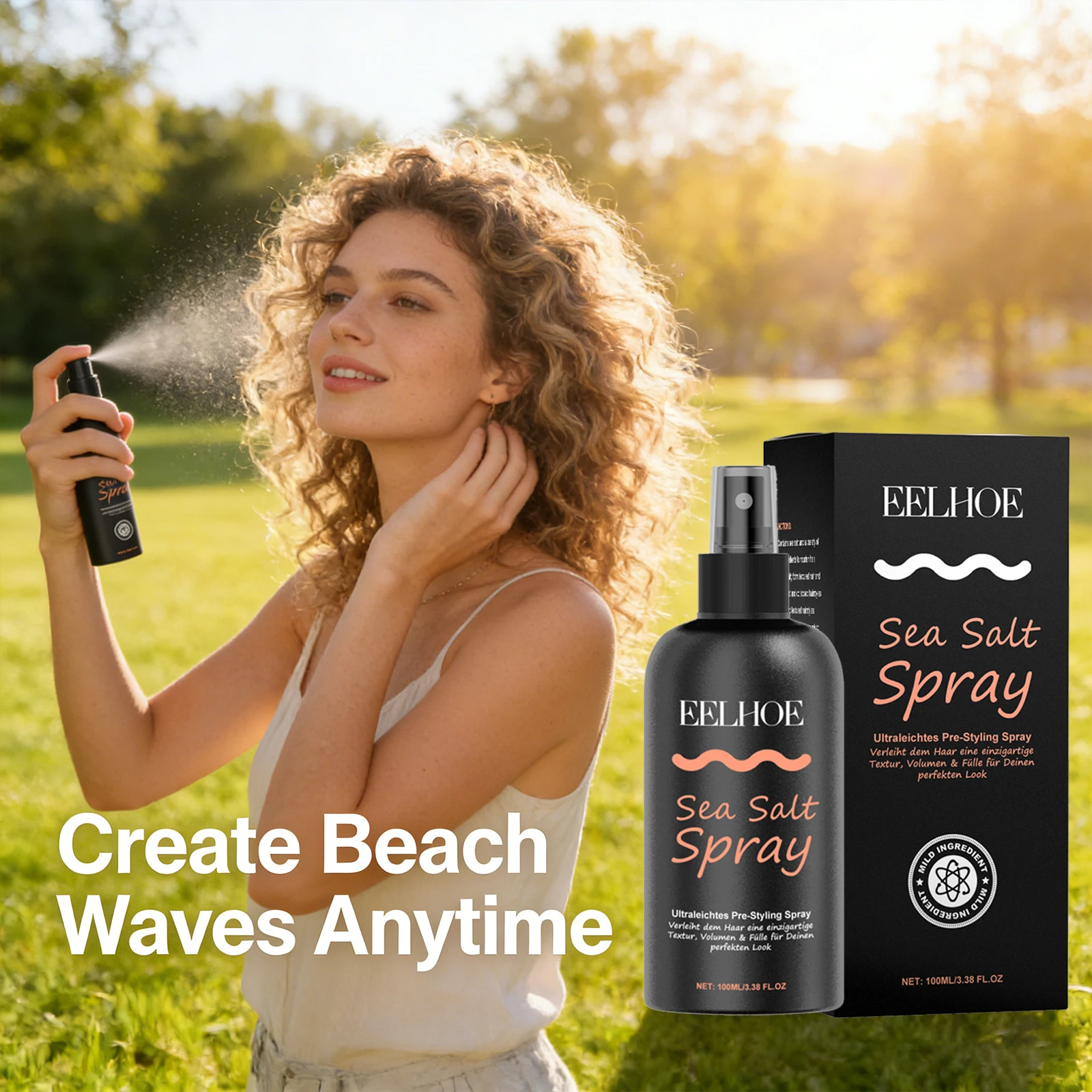EELHOE Sea Salt Spray Nourish Hair Form Textured Hair Refreshing Control Oil Non-sticky Lazy Person Wash Free Styling Hair Spray