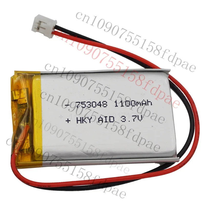 

Premium 3.7V 1100mAh Polymer Li Battery Cell 753048 JST-PH 2Pin 2.0mm For GPS Camera LED