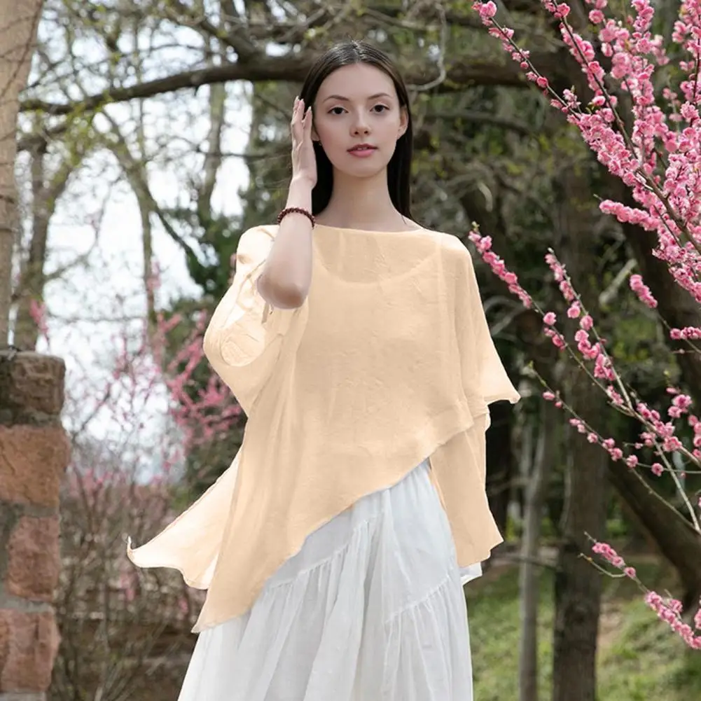 2025 Blusa de mujer, blusa de ajuste relajado para mujer, Jersey holgado elegante, Tops para mujer, estilo de vacaciones, camisa para cubrir, abrigo