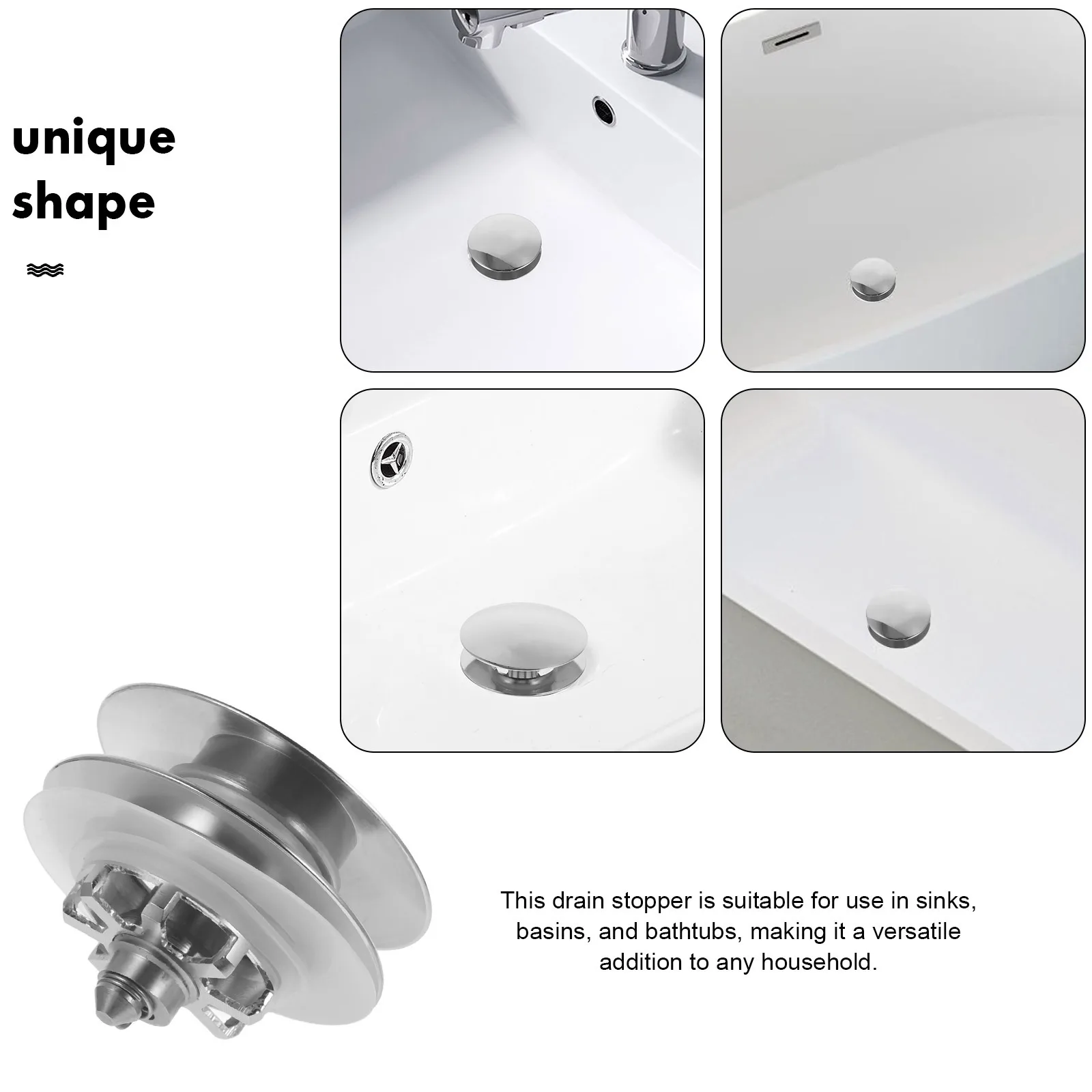 

Пробка для слива ванны, универсальная раковина, раковина, ванна, защита от запаха, пресс-тип, сменная пробка для умывальника, сито