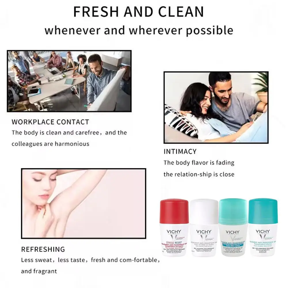 Weizi VICHY Rinfrescante Antipersprant Deodorante Ascelle Palla Roll On Stick Naturale Resistente al Sudore Confortevole Inodore Per Le Donne Degli Uomini