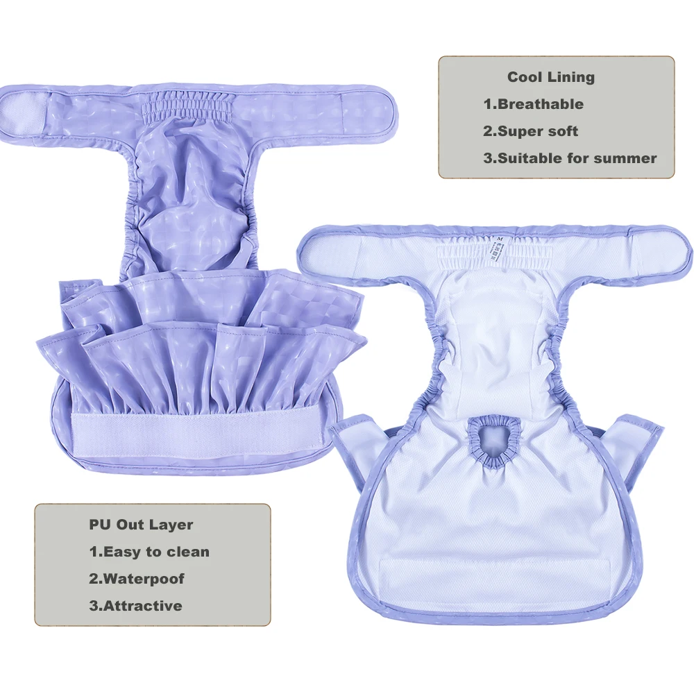 3pcs Washable Female Dog Diaper Skirt Dress Short Underware Belly Bands Reusable Pet Panties Sanitary Pant Diapers Easy To Clean view 5