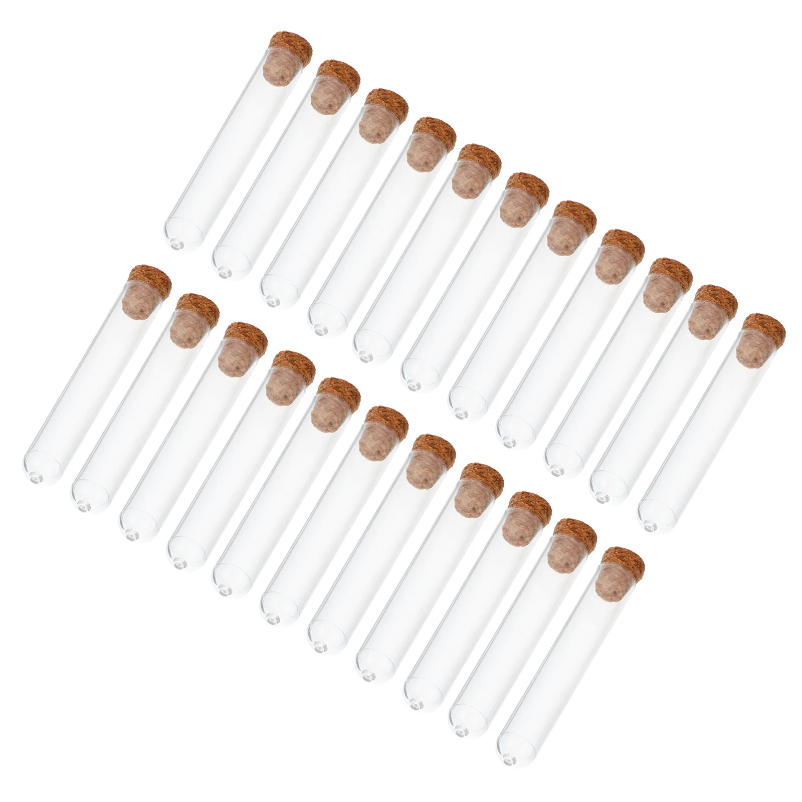 35Pcs Test Tubes Plastic Tubes with Cork Stoppers Transparent Liquid Storage Containers for Scientific Experiments School