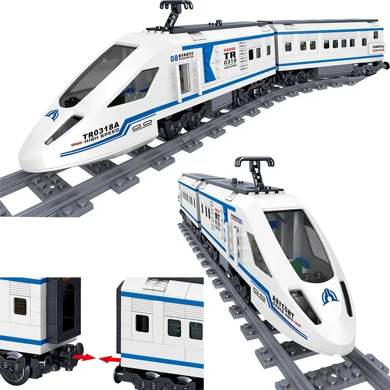 

MOC rail transit luxury high-speed train model puzzle toy building blocks 513pcs birthday gift
