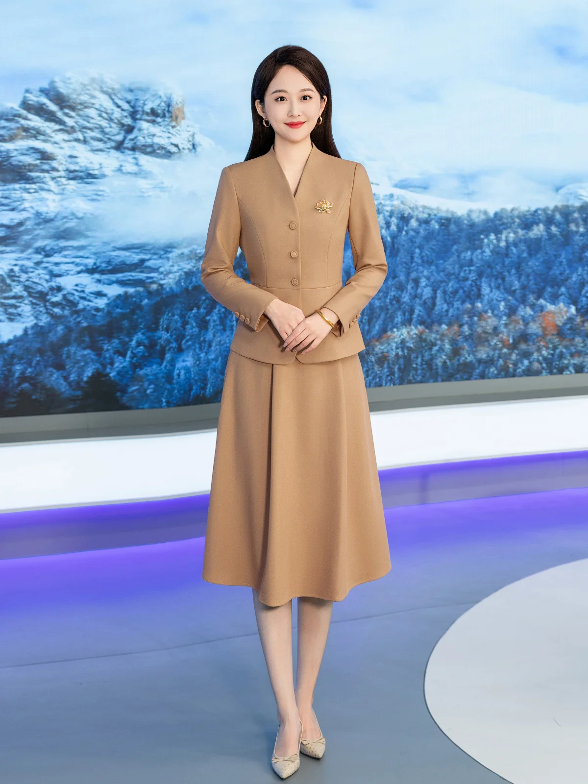 

Женский деловой костюм i Color Host V-ne Suit для собеседований, с длинным рукавом, теплый, из полиэфирного волокна, классический крой