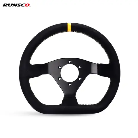300mm Racing Steering Wheel Flat Suede Car Drift Pc Game Wheels Control Universal PCD-70mm