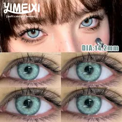 YIMEIXI 2-Piece Colorful Contact Lenses Blue Green Beautiful Pupil Soft Lenses Myopia Degree -0.00 to -8.00 Makeup GreyLenses