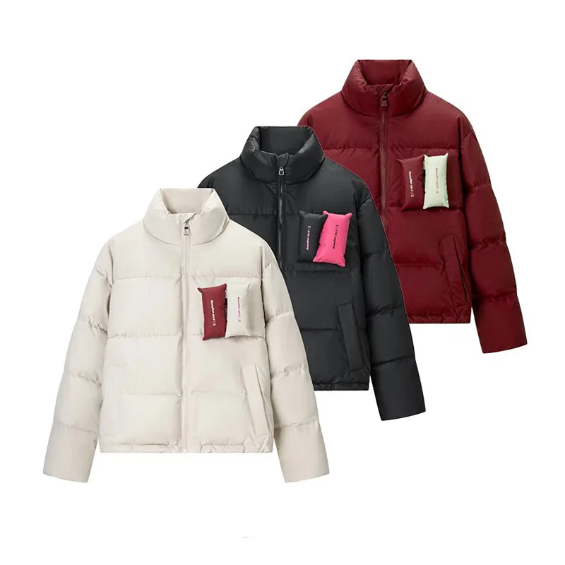 

2026 модная свободная куртка в американском стиле для пар с воротником-стойкой и хлопковой подкладкой, зимняя утолщенная куртка с длинными рукавами