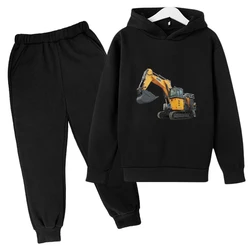 excavator print kids Hoodies children Fashion New Popular Personality Hoodie boy hoodie sets digger print Sweatshirts