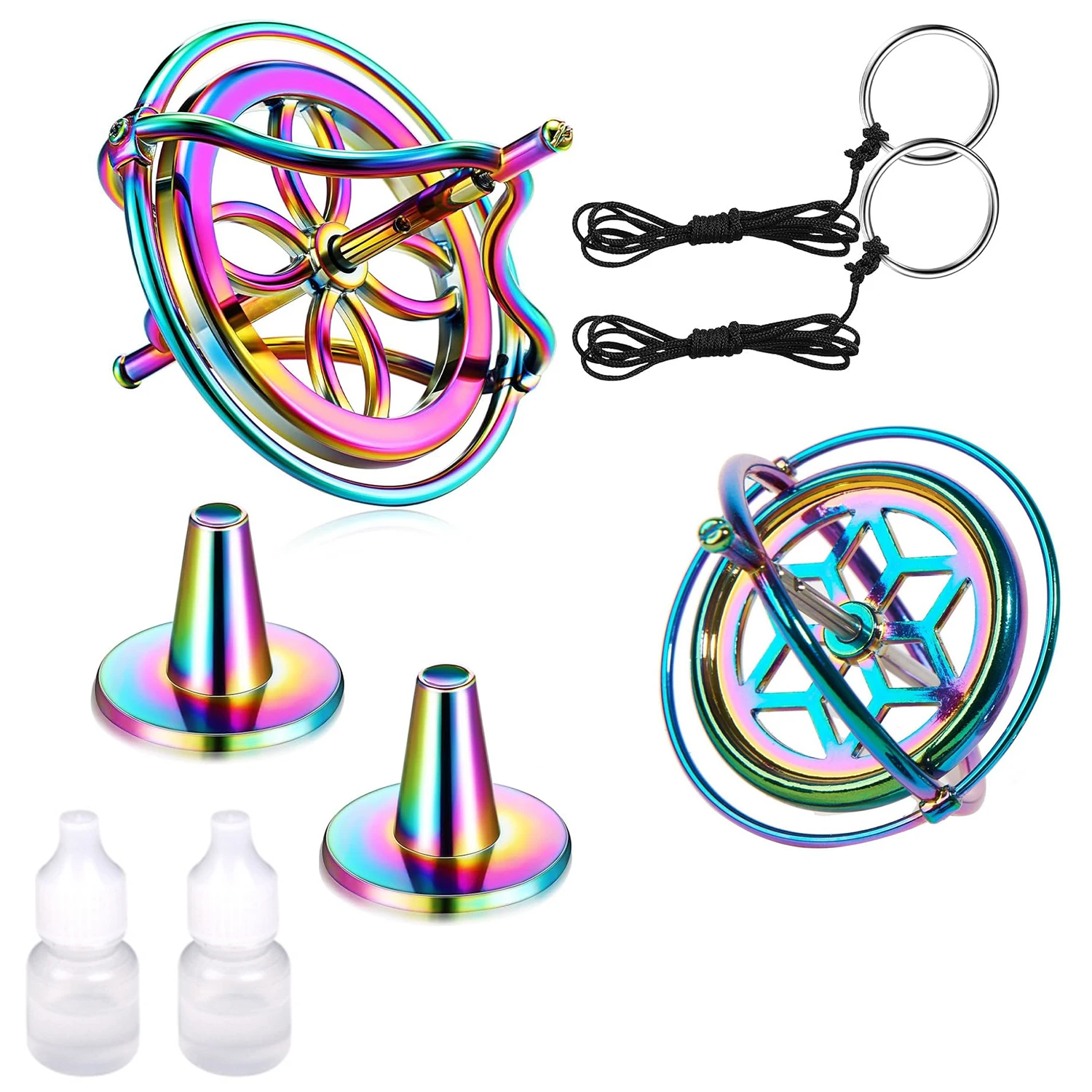 Self-balancing Gyroscope Anti-gravity Decompression Fidget Toy Colorful Metal Finger Gyroscope Birthday Gift for Teens Adults