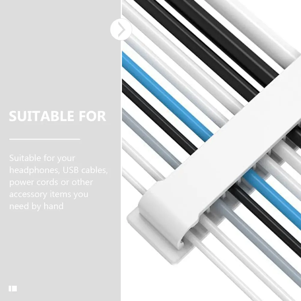 

3Pcs Cable Management Clips Self Adhesive Desk Wire Organizer Charging Cords Holder Set White PC Material Protective