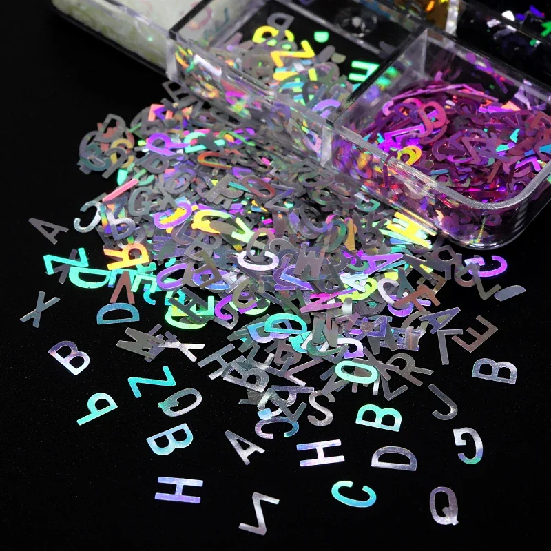 Alphabet Resin Sequins Holographic English Letter Glitter For Epoxy Resin Filling Accessories Silicone Mold Jewelry Making DIY
