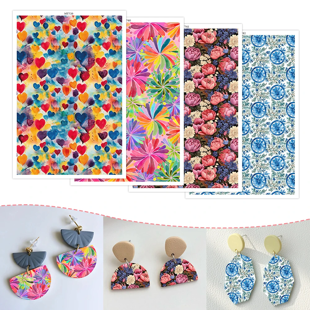 

Colorful Heart Vintage Floral Painted Soft Ceramic Earrings Water Soluble Disposable Stickers for Diy Jewelry Making Decal 2025