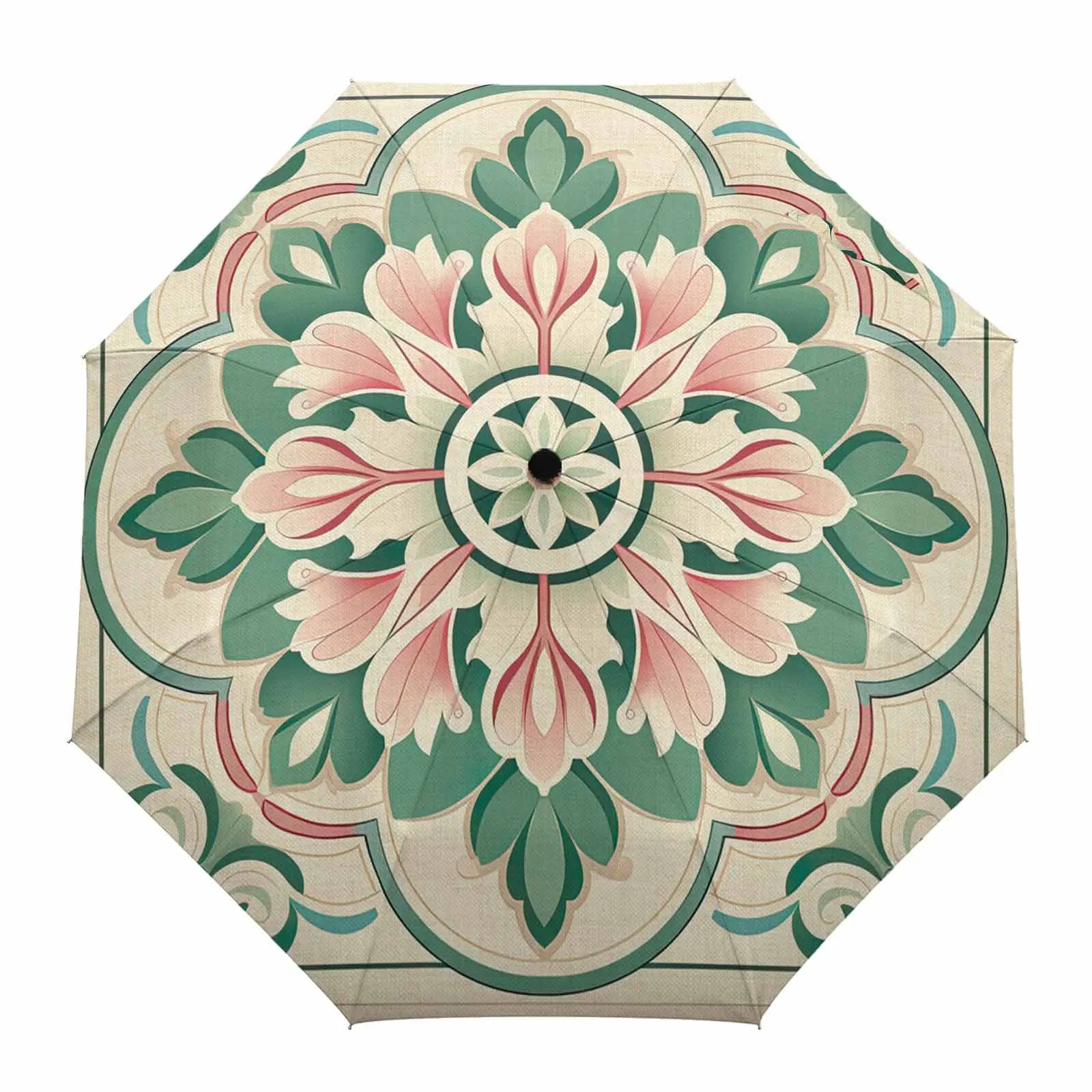 Flower Abstract Gradient Lines Automatic Umbrella for Rain Foldable Parasol Umbrella Eight strand Outdoor Umbrellas