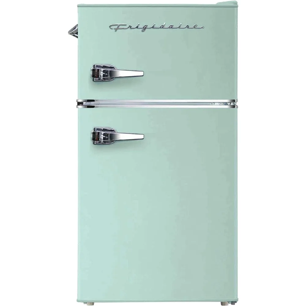 MINT EFR840 Mini frigo retrò con congelatore e apribottiglie laterale-piccolo frigorifero a 2 porte per ufficio Bar o dormitorio universitario