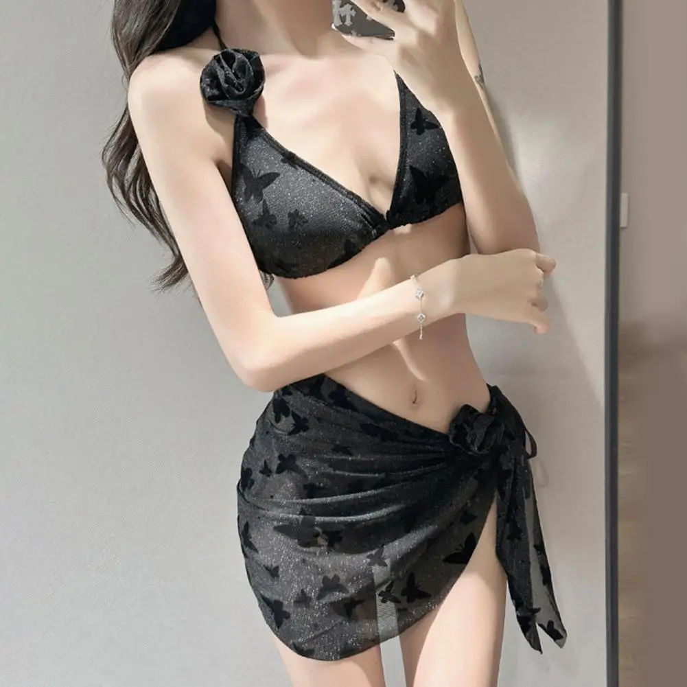 Women's Swimsuit Solid Color Lingerie Sets Sexy Bikini 2025 Woman Pure Desire Summer Beach Low Rise Swimwear