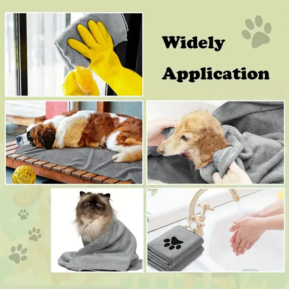 Embroidered Pet Towel Microfiber Soft Smoothing 35X75CM 50X100CM Breathable Absorbent Quick-dry Thick Dog Cat Bath Warming Blank