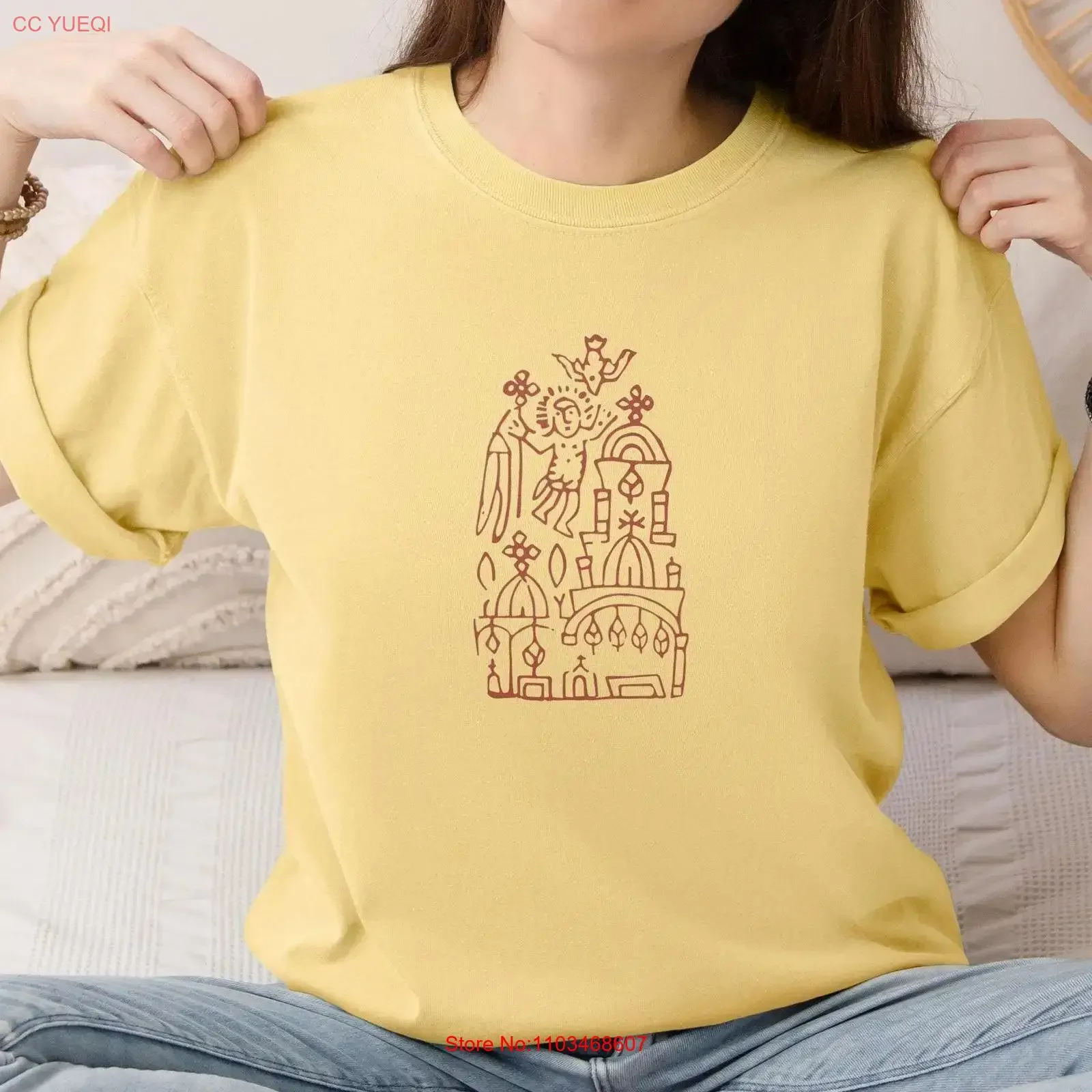 T-shirt de résurrection chrétienne coptique pour la méditation spirituelle, recherche de sagesse, éveil conscient, renouvellement, renaissance, vintage lavé