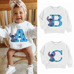 Stitch Children Sweatshirts Kids Letter A B C D Name Combination Clothes Kawaii Cartoons Pullover Girl Boy Harajuku Sportswear